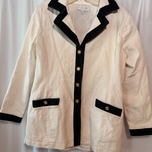 St. John Sport by Marie Gray Womsn's S White Blazer with Black Trim